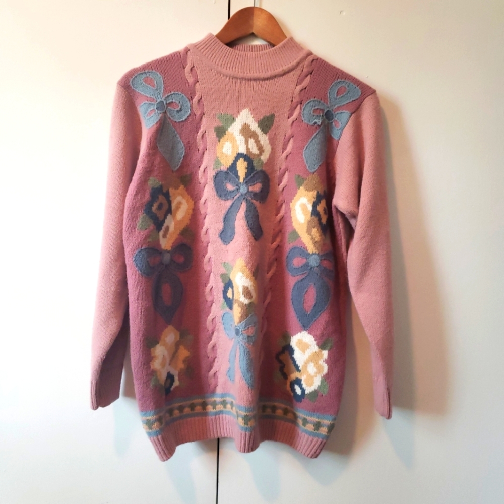 Vintage grannycore mockneck sweater petite small